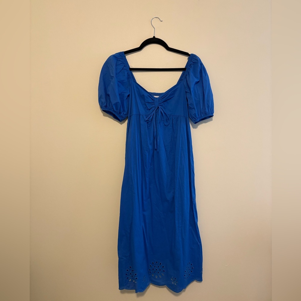Lauren Conrad Blue Puff-Sleeve Midi Dress with Eyelet Hem - Picture 5 of 7